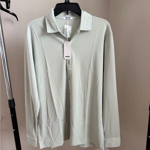 Coofandy Mens Casual Button-Down Shirt in Light Sage